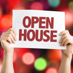 Open House card with bokeh background